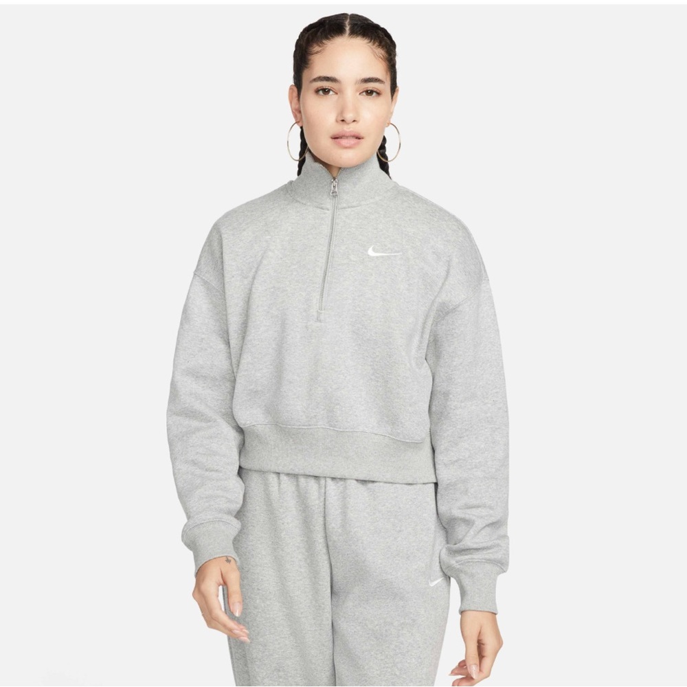 Nike phoenix fleece 1/4 zip cropped sweatshirt